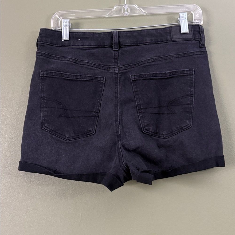 American Eagle Highest Rise Crossover Mom Shorts Black Grey Sz 10 - Picture 3 of 6
